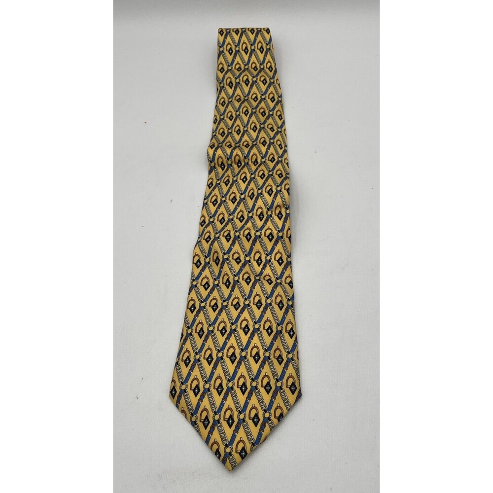 Giorgio Redaelli Blue Yellow 100% Silk Men’s Neck Tie Made In Italy